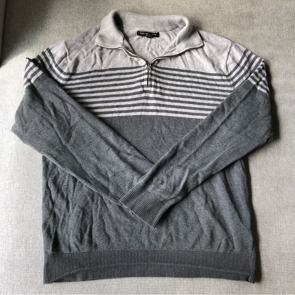 (308) Grey Quarter Zip up Sweater - Picture 1 of 4
